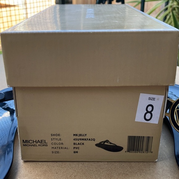 NEW! Michael Kors Black/Gold MK Jelly Sandall. 8US Women’s - Picture 8 of 8